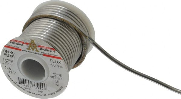 Value Collection - 1/8 Inch Diameter, Alloy 40/60, Acid Core Solder - 1 Lb., 66 Core, 11 Gauge - Exact Tooling
