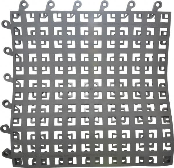 Wearwell - 18" Long x 18" Wide x 7/8" Thick, Anti-Fatigue Modular Matting Soft Open Grid - Male & Female, 4 Interlocking Sides, Charcoal, For Dry & Wet Areas, Series 564 - Exact Tooling