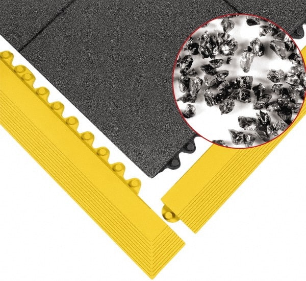 Wearwell - 3' Long x 3' Wide x 5/8" Thick, Anti-Fatigue Modular Matting Tiles - Male & Female, 4 Interlocking Sides, Black, For Dry & Wet Areas, Series 574 - Exact Tooling