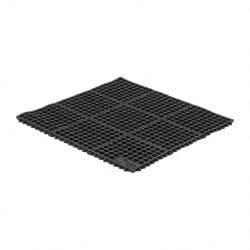 Wearwell - 3' Long x 3' Wide x 5/8" Thick, Anti-Fatigue Modular Matting Tiles - Black, For Dry & Wet Areas, Series 572 - Exact Tooling
