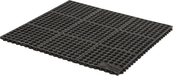 Wearwell - 3' Long x 3' Wide x 5/8" Thick, Anti-Fatigue Modular Matting Tiles - Black, For Dry & Wet Areas, Series 576 - Exact Tooling