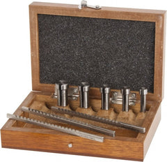 Value Collection - 8 Piece, 1/16 to 1/8" Keyway Width, Style A Keyway Broach Set - Bright Finish High Speed Steel Broach, Collared Bushing, 1/4 to 1/2" Bushing Diam - Exact Tooling