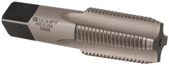 Union Butterfield - 1/2-14 NPTF Thread, 4 Flute Standard Pipe Tap - 3-1/8" OAL, 1-3/8" Thread Length, 11/16" Shank Diam, Bright Finish, High Speed Steel - Exact Tooling