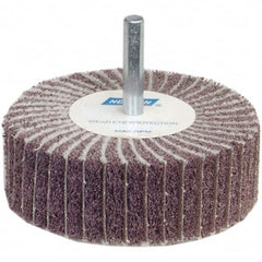 Norton - 2" Diam x 1" Face Width, Medium Ceramic Alumina Nonwoven & Coated Mounted Flap Wheel - 1/4" Shank Mount, 60 Grit, Interleaf, 12,000 Max RPM - Exact Tooling