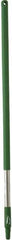 Vikan - 39-1/2 x 1-1/4" Stainless Steel Squeegee Handle - European Threaded Connection, Green - Exact Tooling