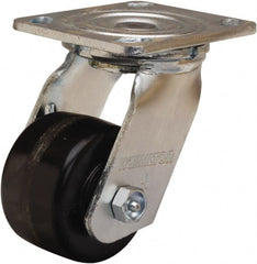Hamilton - 3-1/4" Diam x 2" Wide x 5-1/4" OAH Top Plate Mount Swivel Caster - Phenolic, 700 Lb Capacity, Straight Roller Bearing, 4 x 4-1/2" Plate - Exact Tooling