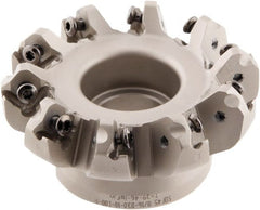 Iscar - 3" Cut Diam, 1" Arbor Hole, 0.138" Max Depth of Cut, 45° Indexable Chamfer & Angle Face Mill - 10 Inserts, ONHU 0505\xB6OXMT 0507\xB6S845 SN.U 1305 Insert, Right Hand Cut, 10 Flutes, Series Helido - Exact Tooling