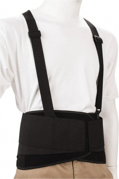 Ergodyne - Size 3XL, Hook & Loop, Spandex Belt with Adjustable Shoulder Straps - 46 to 52" Waist, 8" Wide, Detachable Strap, Black - Exact Tooling