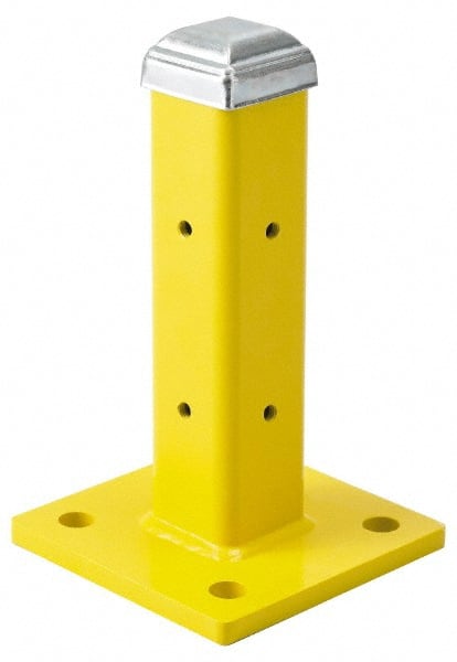 Steel King - Single 12 Inch High Corner and Center Steel Guard Rail Mount Post - Yellow, For Use with Steel King Railing - Exact Tooling