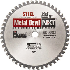 M.K. MORSE - 7-1/4" Diam, 5/8" Arbor Hole Diam, 48 Tooth Wet & Dry Cut Saw Blade - Steel, Diamond Arbor - Exact Tooling