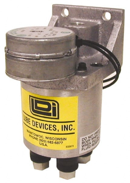 LDI Industries - 0.16 cc Output per Cycle, 2 Outlet Central Lubrication System Electric Pump - 66.55mm Wide x 134.37mm High, 120 Volt, Oil/Grease, 1/8-27 Outlet Thread, NPTF - Exact Tooling