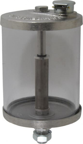 LDI Industries - 1 Outlet, Polymer Bowl, 0.95 L No Flow Control Oil Reservoir - 5/8-18 UNF Outlet, 4-1/4" Diam x 8-1/16" High, 60°C Max - Exact Tooling