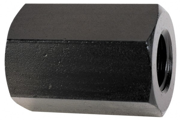 TE-CO - M24x3.00 Metric Coarse, 64mm OAL Steel Standard Coupling Nut - Black Oxide Coated, 38mm Width Across Flats - Exact Tooling