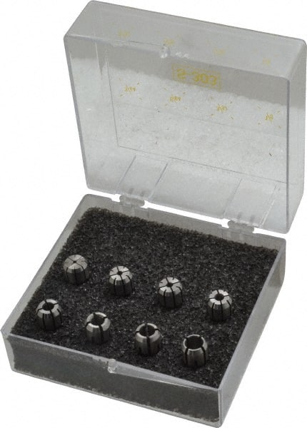 Kennametal - 8 Piece, 3/64" to 1/4" Capacity, Double Angle Collet Set - Series DA300 - Exact Tooling