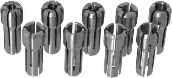 Kennametal - 9 Piece, 1/8" to 1/4" Capacity, Double Angle Collet Set - Series DA300 - Exact Tooling