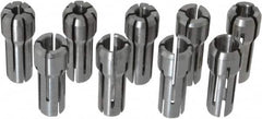 Kennametal - 9 Piece, 1/8" to 1/4" Capacity, Double Angle Collet Set - Series DA300 - Exact Tooling