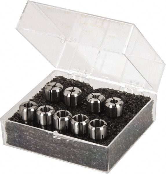Kennametal - 9 Piece, 1/8" to 3/8" Capacity, Double Angle Collet Set - Series DA200 - Exact Tooling