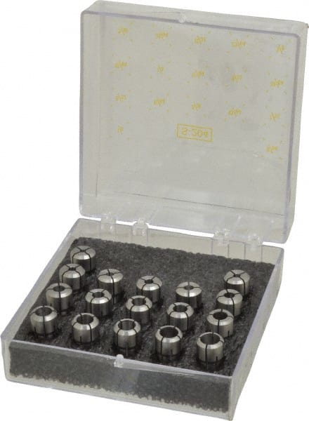 Kennametal - 17 Piece, 1/8" to 3/8" Capacity, Double Angle Collet Set - Series DA200 - Exact Tooling