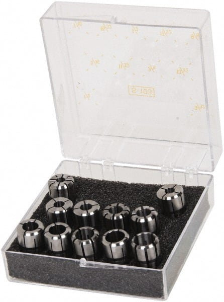 Kennametal - 11 Piece, 1/4" to 9/16" Capacity, Double Angle Collet Set - Series DA100 - Exact Tooling