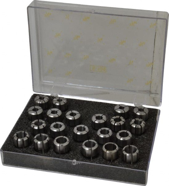 Kennametal - 21 Piece, 1/4" to 9/16" Capacity, Double Angle Collet Set - Series DA100 - Exact Tooling