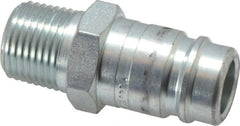 Parker - 1/2-14 Male NPT Industrial Pneumatic Hose Connector - Steel, 3/4" Body Diam - Exact Tooling