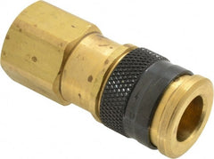 Parker - 1/2-14 Female NPTF Industrial Pneumatic Hose Coupler - Brass, 3/8" Body Diam - Exact Tooling