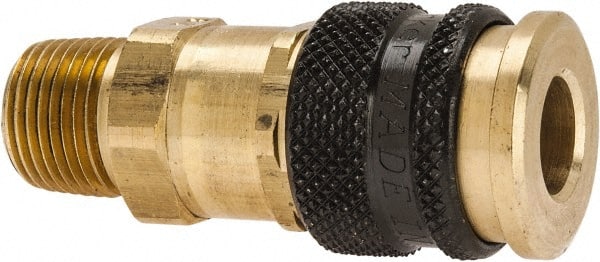 Parker - 1/2-14 Male NPTF Industrial Pneumatic Hose Coupler - Brass, 1/2" Body Diam - Exact Tooling