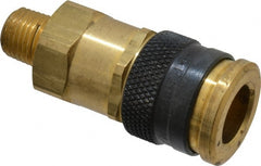 Parker - 1/4-18 Male NPTF Industrial Pneumatic Hose Coupler - Brass, 3/8" Body Diam - Exact Tooling