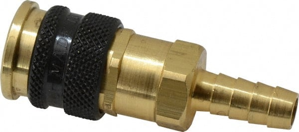 Parker - Hose Barb Industrial Pneumatic Hose Coupler - Brass, 1/4" Body Diam, 3/8" Hose ID - Exact Tooling