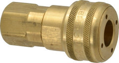 Parker - 3/8-18 Female NPTF Industrial Pneumatic Hose Coupler - Brass, 1/2" Body Diam - Exact Tooling
