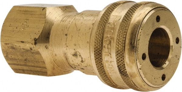 Parker - 3/4-14 Female NPTF Industrial Pneumatic Hose Coupler - Brass, 1/2" Body Diam - Exact Tooling