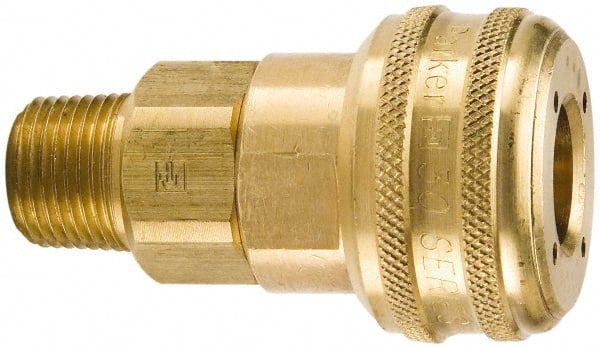 Parker - 1 - 11-1/2 Male NPT Industrial Pneumatic Hose Coupler - Brass, 3/4" Body Diam - Exact Tooling