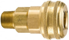 Parker - 1 - 11-1/2 Male NPT Industrial Pneumatic Hose Coupler - Brass, 3/4" Body Diam - Exact Tooling