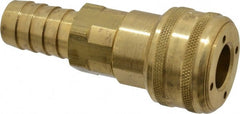 Parker - Hose Barb Industrial Pneumatic Hose Coupler - Brass, 1/2" Body Diam, 3/4" Hose ID - Exact Tooling