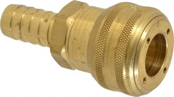 Parker - Hose Barb Industrial Pneumatic Hose Coupler - Brass, 3/4" Body Diam, 3/4" Hose ID - Exact Tooling
