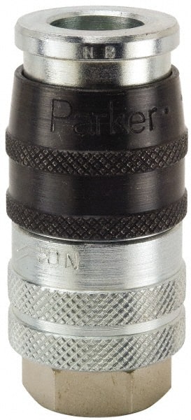 Parker - 1 - 11-1/2 Female NPTF Industrial Pneumatic Hose Coupler - Steel, 3/4" Body Diam - Exact Tooling