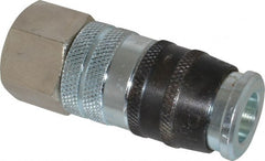 Parker - 1/2-14 Female NPTF Industrial Pneumatic Hose Coupler - Steel, 3/8" Body Diam - Exact Tooling