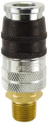 Parker - 3/8-18 Male NPT Industrial Pneumatic Hose Coupler - Steel, 1/4" Body Diam - Exact Tooling