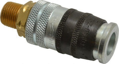 Parker - 3/8-18 Male NPT Industrial Pneumatic Hose Coupler - Steel, 3/8" Body Diam - Exact Tooling
