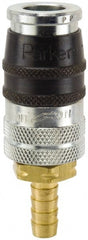 Parker - Hose Barb Industrial Pneumatic Hose Coupler - Steel, 1/4" Body Diam, 3/8" Hose ID - Exact Tooling