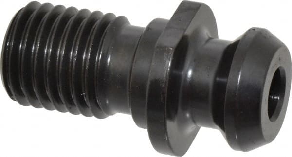 Parlec - A Style, CAT50 Taper, 1-8 Thread, 45° Angle Radius, Standard Retention Knob - 2.54" OAL, 1.14" Knob Diam, 0.2" Flange Thickness, 1" from Knob to Flange, 1.026" Pilot Diam, 0.468" Coolant Hole, Through Coolant - Exact Tooling