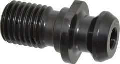 Parlec - A Style, CAT50 Taper, 1-8 Thread, 45° Angle Radius, Standard Retention Knob - 2.54" OAL, 1.14" Knob Diam, 0.2" Flange Thickness, 1" from Knob to Flange, 1.026" Pilot Diam, 0.468" Coolant Hole, Through Coolant - Exact Tooling