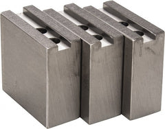 H & R Manufacturing - 1.5mm x 60° Serrated Attachment, Square Soft Lathe Chuck Jaw - 3 Jaws, Steel, 1" Btw Mount Hole Ctrs, 3-1/2" Long x 1-1/2" Wide x 3-1/2" High, 0.551" Groove, 12mm Fastener - Exact Tooling