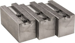H & R Manufacturing - 1.5mm x 60° Serrated Attachment, Square Soft Lathe Chuck Jaw - 3 Jaws, Steel, 1.181" Btw Mount Hole Ctrs, 4" Long x 1-3/4" Wide x 2" High, 0.63" Groove, 12mm Fastener - Exact Tooling