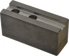 H & R Manufacturing - 1.5mm x 60° Serrated Attachment, Square Soft Lathe Chuck Jaw - 3 Jaws, Steel, 1.266" Btw Mount Hole Ctrs, 4" Long x 1-1/2" Wide x 2" High, 0.63" Groove, 12mm Fastener - Exact Tooling