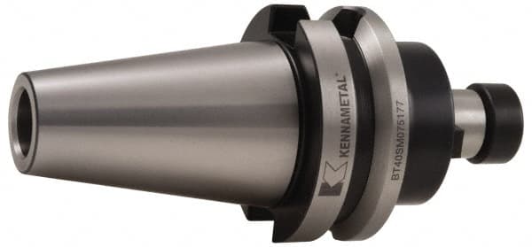 Kennametal - BT40 Taper Shank 1-1/4" Pilot Diam Shell Mill Holder - 2.36" Flange to Nose End Projection, 2.88" Nose Diam, 5/8-18 Lock Screw, Through-Spindle & DIN Flange Coolant - Exact Tooling