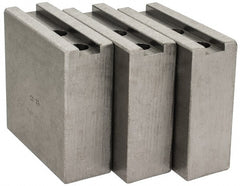 H & R Manufacturing - 1.5mm x 60° Serrated Attachment, Square Soft Lathe Chuck Jaw - 3 Jaws, Steel, 1.266" Btw Mount Hole Ctrs, 4" Long x 1-1/2" Wide x 4" High, 0.63" Groove, 12mm Fastener - Exact Tooling