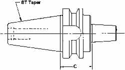 Interstate - BT50 Outside Taper, JT2 Inside Taper, BT to Jacobs Taper Adapter - 45mm Projection, 169mm OAL - Exact Tooling