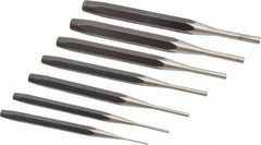 Proto - 7 Piece, 1/16 to 1/4", Pin Punch Set - Round Shank, Comes in Pouch - Exact Tooling