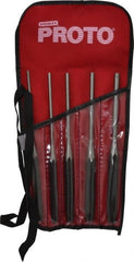 Proto - 5 Piece, 5/32 to 5/16", Pin Punch Set - Round Shank, Comes in Pouch - Exact Tooling